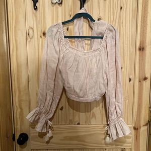 Spell Mae linen crop top